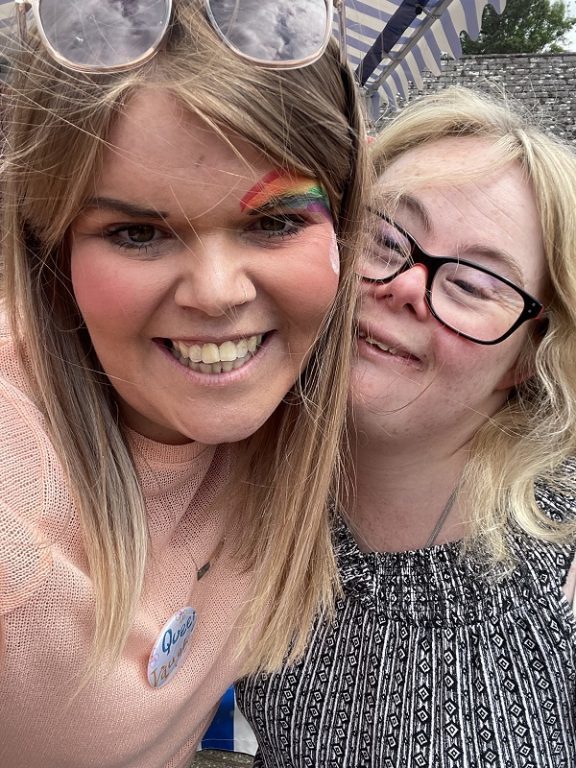 Performing Arts lead Jessie Vaughan and Derwen graduate and performing arts star Megan Chorley
