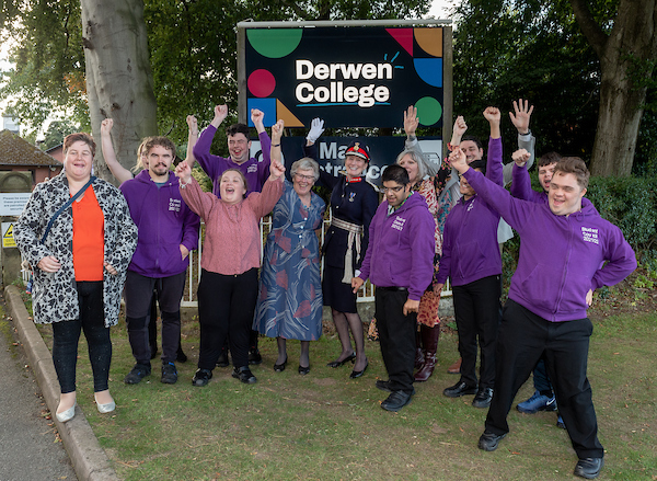 Derwen College is presented with the Queen’s Award for Enterprise by Shropshire’s Lord-Lieutenant Anna Turner during the award celebration at the College in Gobowen