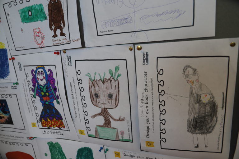 Pictures of book characters drawn by students